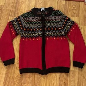 Icewear Iceland thick winter zip up red knit sweater size medium 10